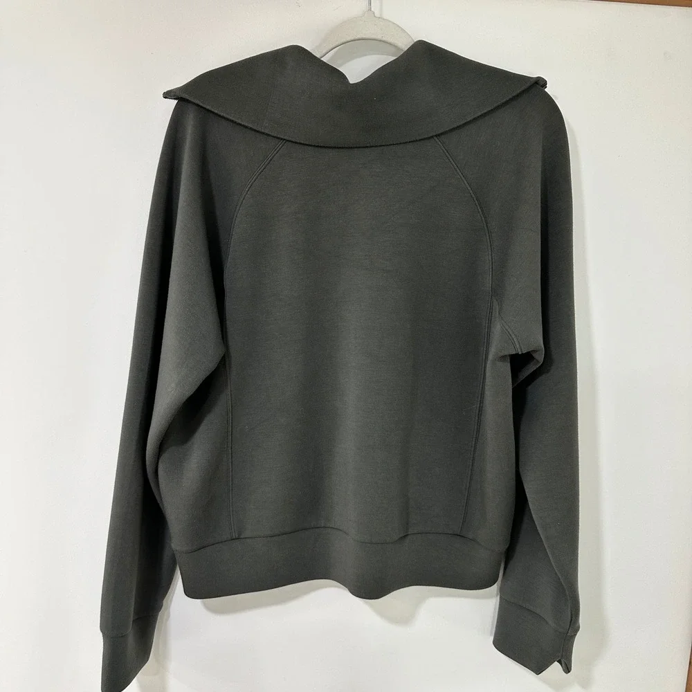 Spanx AirEssentials Half Zip Pullover Womens Large Dark Olive Green | Athleisure - Picture 2 of 6